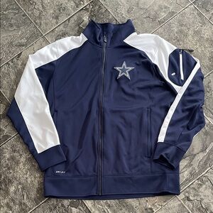 NIKE NFL DALLAS COWBOYS On-Field Dri-Fit Navy & White Logo Sporty Track Jacket